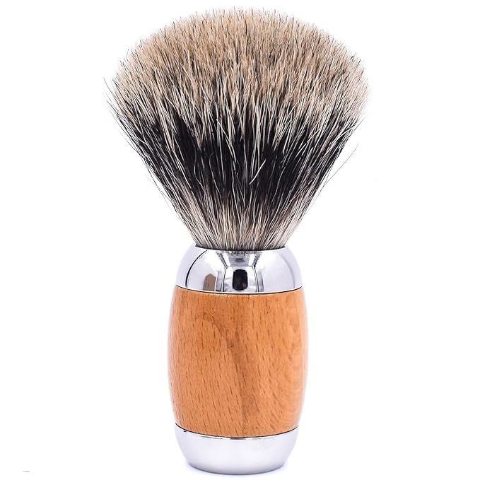 Taconic Shave's 3-Band Pure Badger Luxury Shaving Brush – Deluxe Beechwood and Chrome Handle - Shaving Stand Included