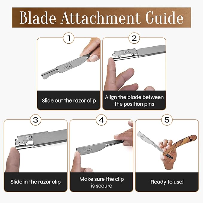 Facón Straight Razors for Men - Professional Barber Straight Edge Razor Kit with 100 Blades, Wooden Stainless Steel Barbero Shaver for a Smooth & Precise Shave, Premium Barber Razor for Men's Shaving