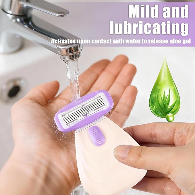 Travel Razor for Women, Pink Disposable Travel Razor Kit Sensitive Skin Razors for Women Business Travels Vacation Essentials