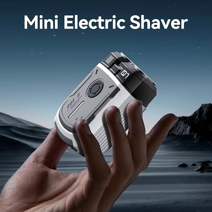 Electric Shavers for Men,Mini Electric Razor,Electric Shavers for Men Face,USB Rechargeable Portable Travel Shaver,Double-Ring Magnetic Cutter,IPX7 Waterproof,Cordless Compact Shaver