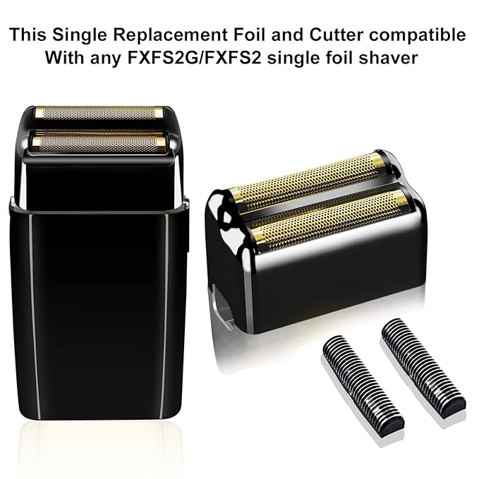 Black Replacement blades Foil and Cutters Compatible with BaBylissPRO Barberology FXFS2 Shaver foil Replacement Heads(1 pack ）