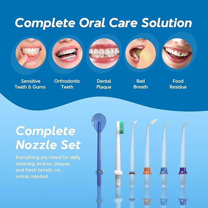 DIONIK Water Flosser Cordless for Teeth Cleaning, Rechargeable & Portable Oral Irrigator for Adults, Electric Water Dental Flosser with 5 Modes, Plaque Removal, Braces & Gum Care for Home & Travel