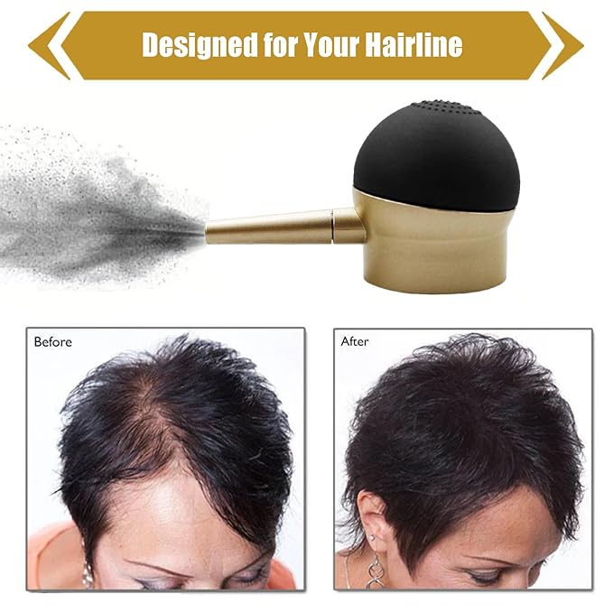Hair Fibers Pump Fiber Applicator, Spray for Hair Building Fibers Nozzle Hair Thickening Tools, Instantly Thicken Thinning or Balding Hair for Men and Women (Gold)