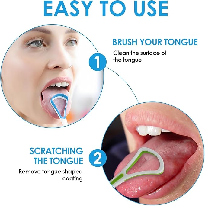 Tongue Scraper Cleaner for Adults Kids with Holder，100% BPA Free Fresher Tongue Tools, Easy to Use, Help Fight Bad Breath(6 Pack)