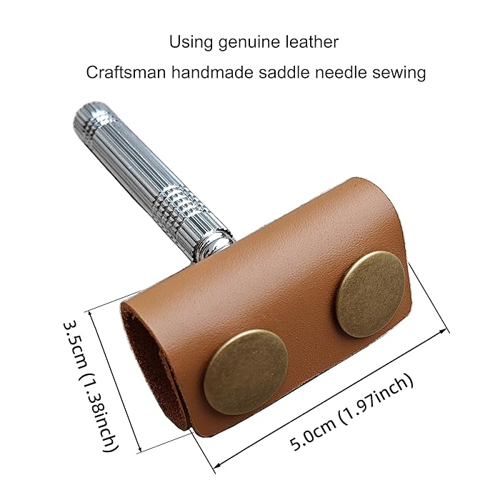 Handmade leather Double Satety Edge Razor Head Protective Sheath For men, Leather Shaving Travel Cover Fits Most Safety Razors (Yellow)
