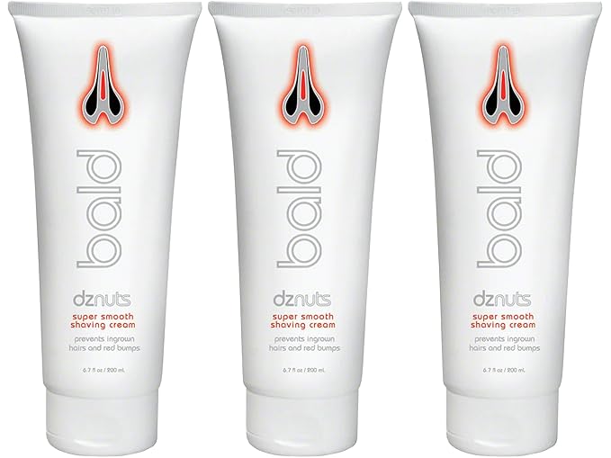 dznuts - Bald Super Smooth Shaving Cream - Prevents Razor Burns, Ingrown Hairs, Cooled and Moisturized Skin - 6.7 fl. oz, 3 Pack