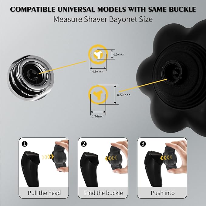 Head Shaver Replacement Heads Magnetic 7 Blades Razor Replacement Blades Compatible with Freebird Shaver & Other Brands (hmblack7)