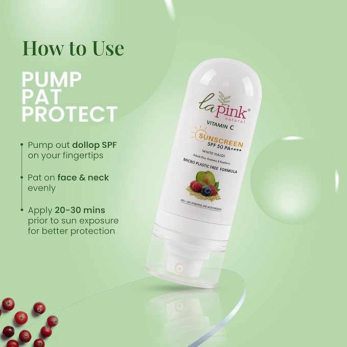 La Pink Vitamin C Sunscreen For Men and Women | SPF 50 PA++++ UVA + UVB, Hydration & Moisturization 100% Microplastic Free Formulation | Non Greasy | Zero White Cast | 50gm