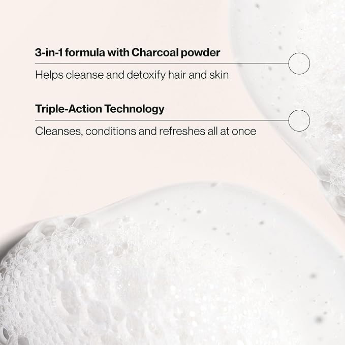 Suave Men Deep Cleansing 3 in 1 Shampoo, Conditioner & Body Wash with Charcoal Powder, Detoxifies & Cleanses Hair & Skin, Removes Oil & Impurities, 4 Count, 28 FL OZ Pump