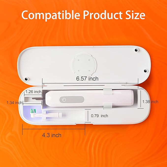 iHave Toothbrush Sanitizer for Electric Toothbrushes, Portable UV Toothbrush Travel Case with Auto-Cycle Disinfection & 100-Day Standby for Travel, Vacation & Camping, USB Rechargeable, 2000mAh, White