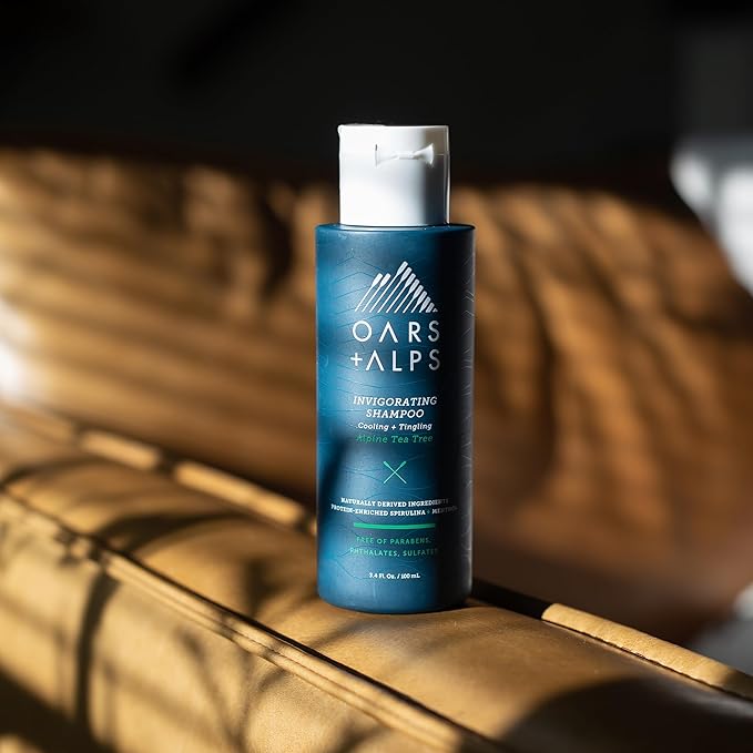 Oars + Alps Men's Sulfate Free Hair Shampoo and Conditioner Set, Infused with Witch Hazel and Tea Tree Oil, Alpine Tea Tree, Travel Size 3.4oz Each