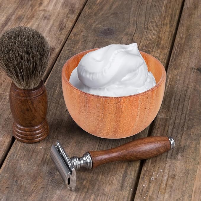 TOYANDONA Wooden Shaving Soap Bowl for Men, Shave Cream Bowl with Lid, Sturdy Household Shaving Tool for Rich Foam and Beard Grooming at Home Or Travel