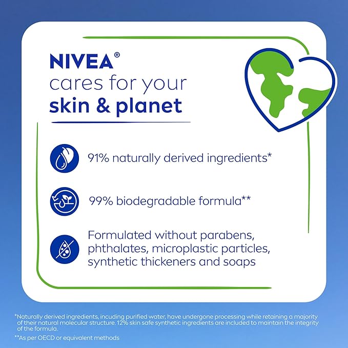 NIVEA Refreshing White Peach and Jasmine Body Wash with Nourishing Serum, Scented Body Wash for Women, Enriched with Provitamin B5 and Vitamin E, 20 Fl Oz Bottle, 3 Pack