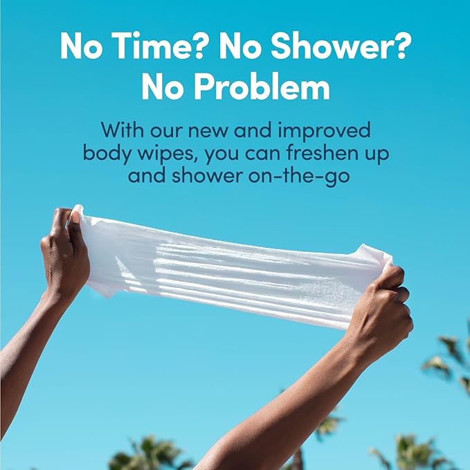 YUNI Beauty Large Body Wipes (Unscented, 30 Count) Super Soft Moist Showerless that Cleanse & Deodorize - On-the-Go Waterless Body Cleanser - Biodegradable Individually Wrapped Wipes for Travel