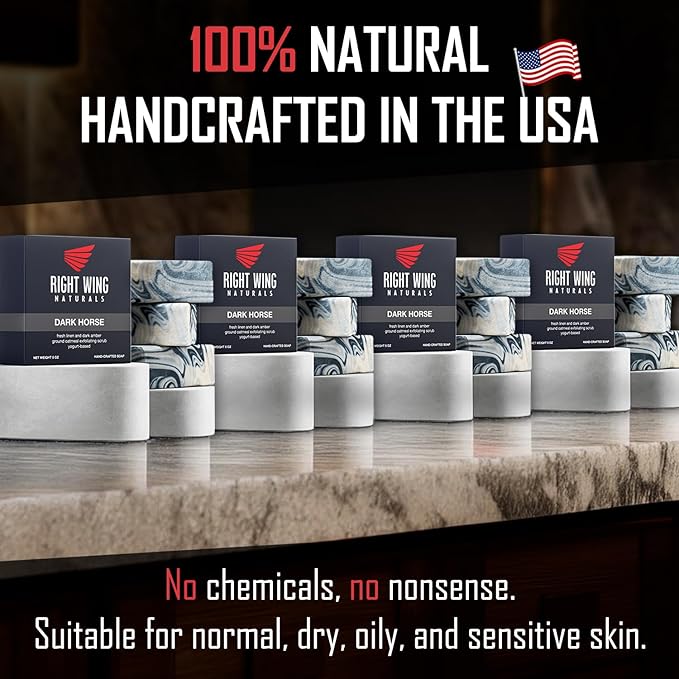 Right Wing Naturals Bar Soap Gift Set for Men | Handcrafted Cold-Pressed | Handmade Organic Soap for Men | Most Popular Flavors | Natural Scented Men’s Bar Soap| Pack of 4 Bars