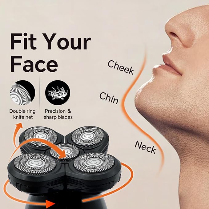 Head Shaver for Bald Men - Electric Rotary Razor Rechargeable - Waterproof 5D Bald Head Shavers 9500 RPM High Speed Fast Shaving Beard Trimmer Type-C Charge for Scalp Face Beard Close Shave