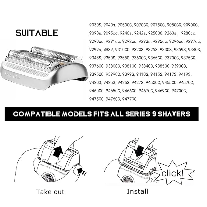 Series 9 94M Electric Shaver Replacement Head Compatible with Braun Series 9 Pro Replacement Heads,94M Foil Blades for All S9 and 9 Pro Shavers 9290cc, 9291cc, 9370cc, 9293s, 9385cc, 9390cc, 9330s