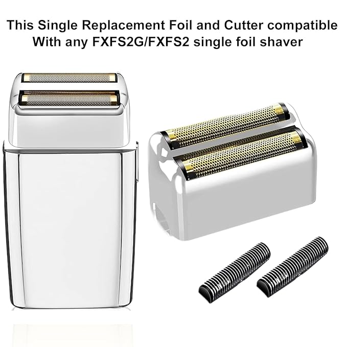 Professional Replacement Foil and Cutters for BaBylissPRO Barberology Double Foil Shaver, Compatible with BaBylissPRO Barberology FXFS2 Shaver (3 silver)