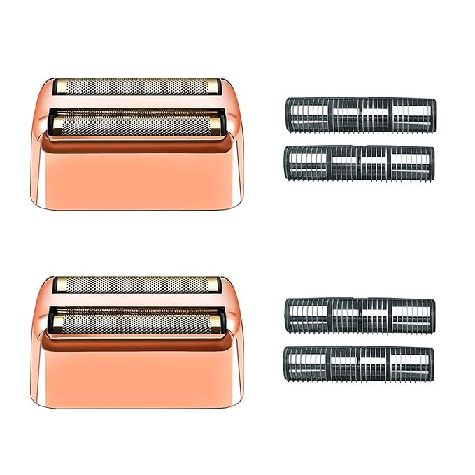 Rose Gold Replacement blades Foil and Cutters Compatible with BaBylissPRO Barberology FXFS2 Shaver foil Replacement Heads(2 pack ）