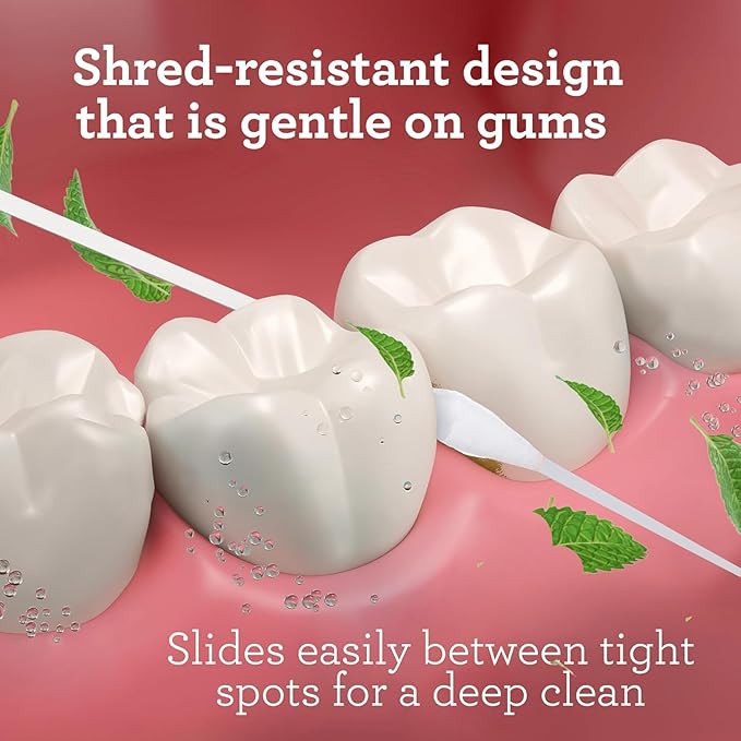 GuruNanda Expandable Waxed Dental Floss for Gentle, Deep Cleaning Wide Teeth Flossing - Peppermint Flavor - 55 Yards (Pack of 2)