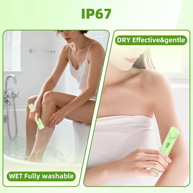 Bikini Trimmer Electric Razors for Women’s Sensitive Skin, IPX67 Waterproof Electric Pubic Hair Trimmer Personal Shaver, USB-C Rechargeable Cordless Body Hair Shaver for Bikini Line & Underarms