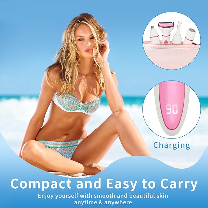 LED Display Electric Razor for Women Men,4 in 1 Rechargeable Wet & Dry Electric Shaver and Facial Hair Remover,2026 Painless Ladies Body Razors for Nose Face Body Leg Bikini Arm Hair