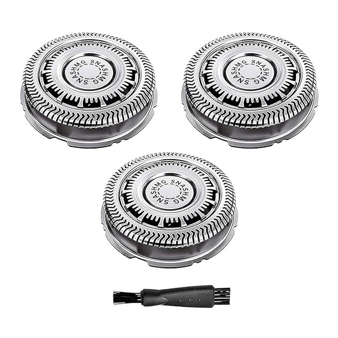 3 PCS SH60 Replacement Heads Compatible with Philips Norelco 6000 Replacement Blades Series 6000 Electric Shaver Razors for S6000 S6550 S6840 S6580 & Brush