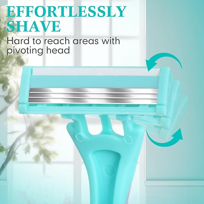 Lasnten 36 Pcs Women's Disposable Razors Bulk Three-blade Sensitive Skin Razor for a Close and Comfortable Shave for Travel Spa Gym Donation Etc
