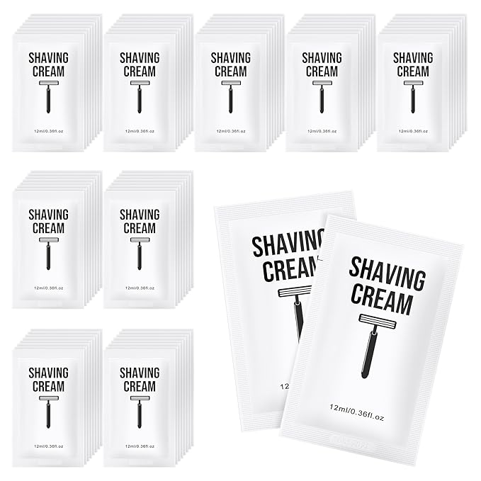 Shaving Cream Bulk, 12ml/0.42fl Oz Travel Shaving Cream, Individually Packaged, Suitable For Travel, Hotels, Home, Camping, Charities, Homeless People (100-PACK)