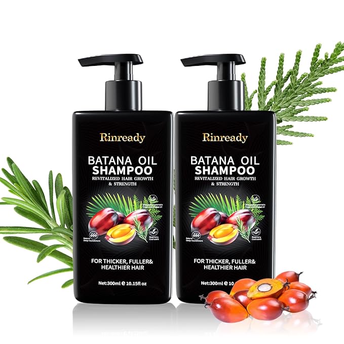 2 Packs Batana Oil & Rosemary Shampoo for Hair Growth, Hair Treatment for Thinning Hair, Anti Hair Loss Care, Strengthens Roots, Sulfate Free for Women & Men 10.15 fl oz