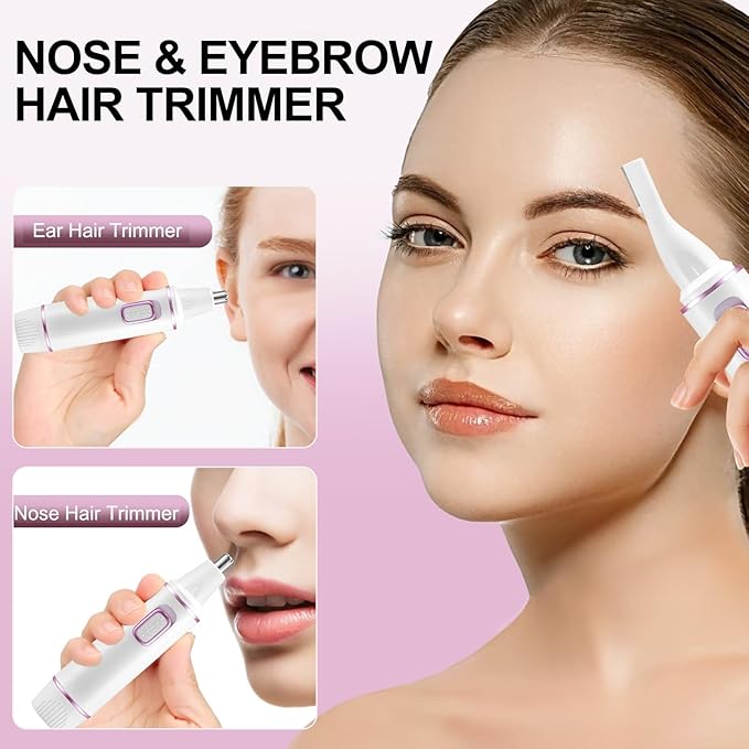 AREYZIN Nose Hair Trimmer for Women-2025 Professional Painless Eyebrow Trimmer and Nose Trimmer Facial Hair Removal Nasal Hair Clippers Professional, Easy to Clean, Dual-Edge Blade,White