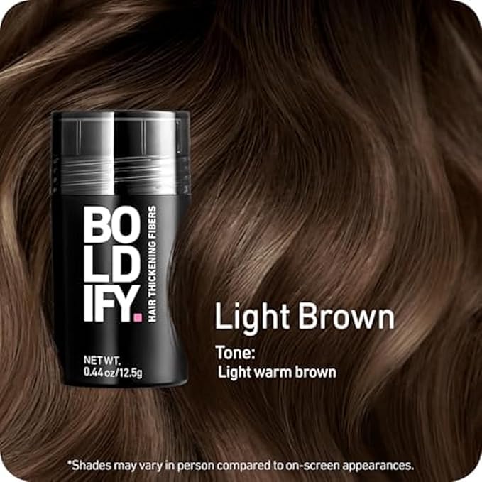 BOLDIFY Hair Fibers (12.5g) - Fill In Thinning and Fine Hair for an Instantly Fuller, Thicker Look - 14 Shades for Women & Men - Light Brown