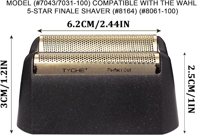 2 pcs Professional 5 Star Series Finale Shaver Shaper Replacement Super Close Gold Foil and Cutter Bar Assembly, Compatible with Wahl Shaver Foil Model 7043-100,Shaving for Barbers and Stylists