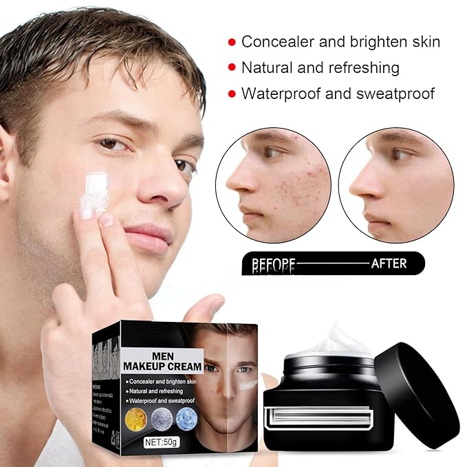 Men's Bare Face Cream, Light Makeup Concealer for Skin Imperfections, Hydrating and Moisturizing Lazy Beauty Face Cream