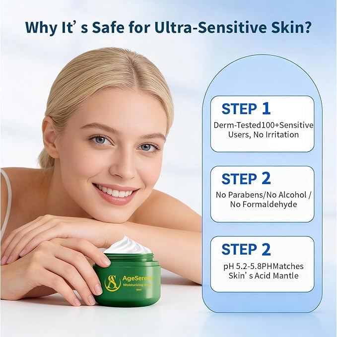 Daily Facial Moisturizer Cream, Formulated Without Common Irritants for Those with Sensitive Skin, Squalane & Hyaluronic Acid, Moisture Barrier Repair, Long Lasting Hydration