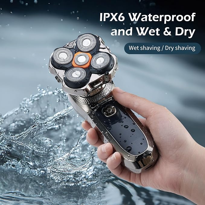 Head Shavers for Bald Men,Electric Razor for Men,IPX7 Waterproof Wet/Dry Bald Head Shaver, Flex Blades for a Close Shave,LED Display Electric Rechargeable Head Shaving Mens Kit with Type-C Charge