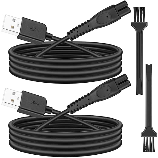 3Ft Shaver Charger Cord, 2 Pack 5V Electric Shaver USB Charging Cable, 24AWG Trimmer Razor Power Cord with Fishbone-Reinforced Cable Boot Design, for Philips Norelco Shaver QP2724, QP2834