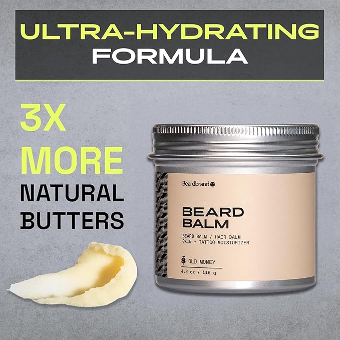 Beard Balm for Men - Travel Pack - Supports Thicker Beard, Old Money Scent, Natural Ingredients Butter Reduces Dryness & Enhances Look - 4.2 oz