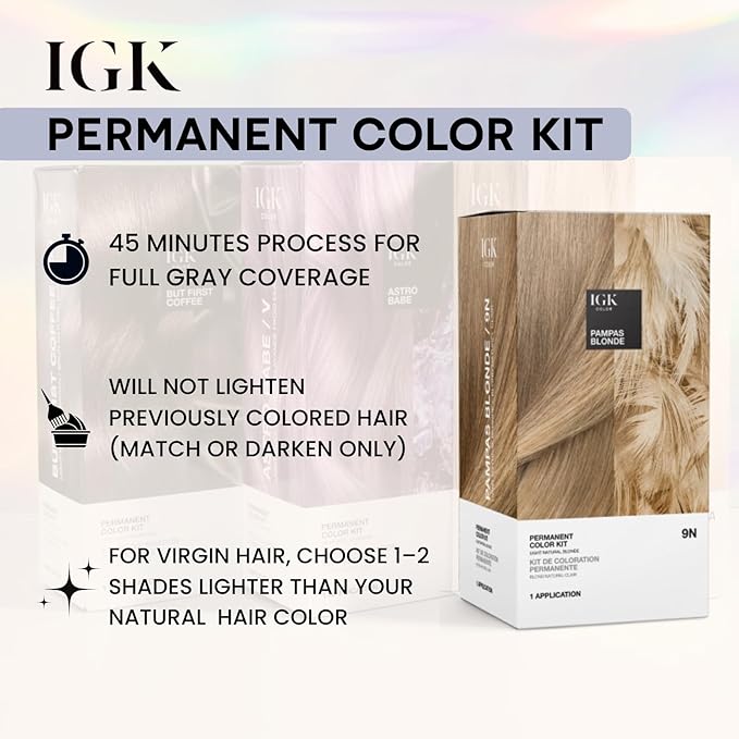 IGK Permanent Hair Dye Color Kit | 5G Hot Chestnut - Warm Golden Brown | 100% Gray Color Coverage + Strengthen + Shine | Ammonia Free