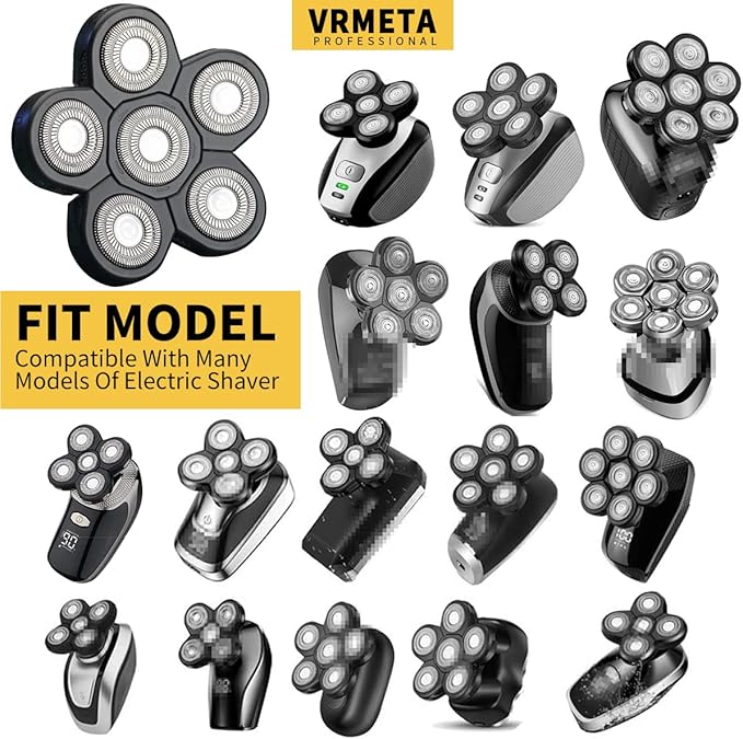 6 Blades Electric Head Shaver Replacement Heads Men's Electric Shaver Replacement Heads for Bald and Face