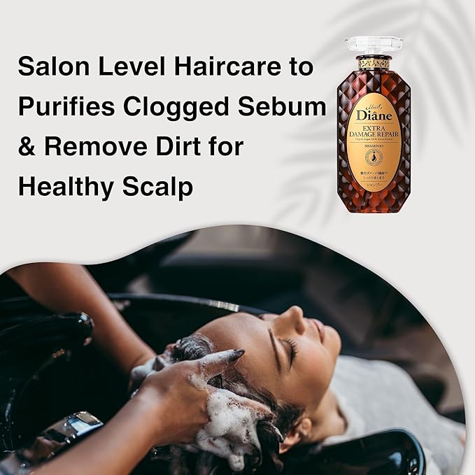 Moist Diane Hair Repair Shampoo and Conditioner for Women & Men, Argan Oil Shampoo and Conditioner Set with Herbal Oils, Collagen, Keratin& Ceramides in Japan, Silicone& Sulfate Free DAMAGE REPAIR