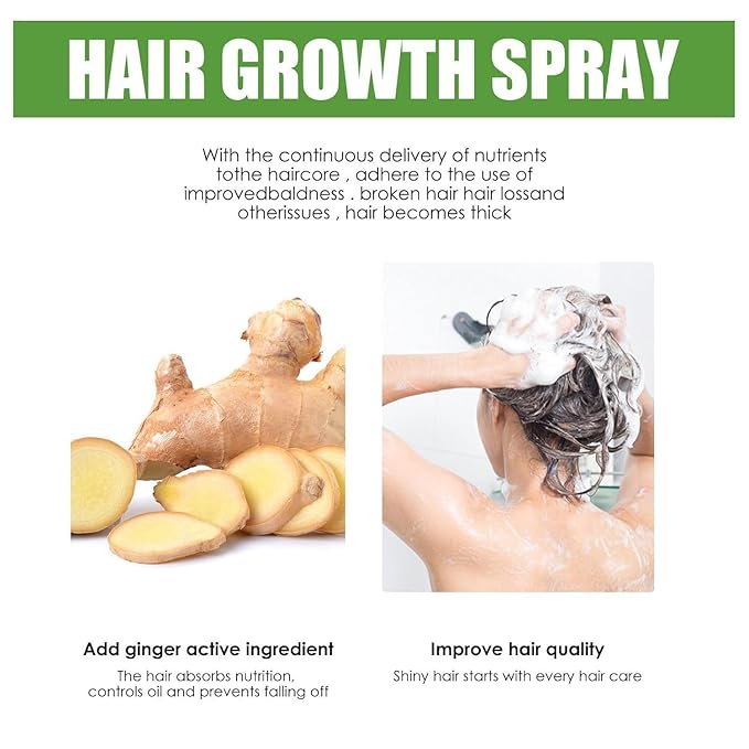 Ginger Hair Growth Serum with Ginger Oil - Anti Hair Loss Treatment, Promotes Thicker, Fuller and Faster Growing Hair (4 FL OZ) (1 Pcs)