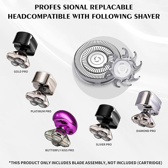 4Pack Pro 4 Head Replacement Blades for Pitbull Shaver Replacement Heads for Skull Bald Head Razors Gold PRO, Silver PRO, Platinum PRO… Series, Precision Replacement Blades for Head, Face.