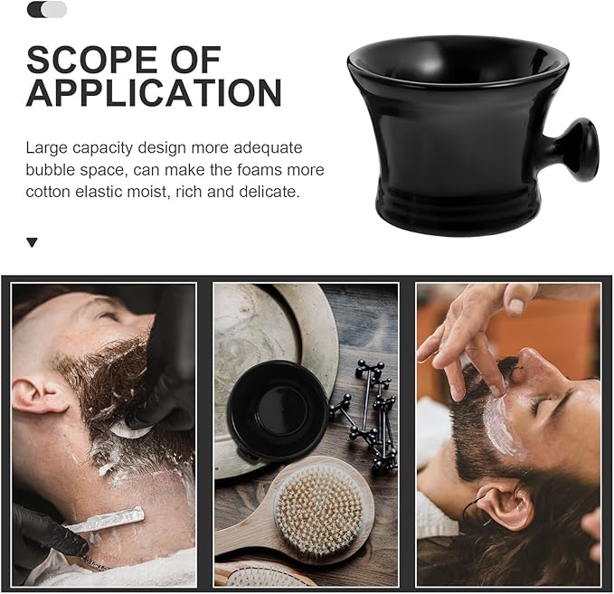 SAFIGLE Men’s Shaving Soap Bowl Black Ceramic Foaming Container Shaving Mug for Barber Shop and Daily Shave Accessories