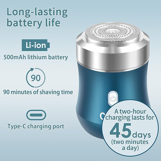 Mini Electric Razor,Aluminum Alloy Body,3D Floating Shaver Head,Type-C Charging,use for 45 Days,IPX7 Waterproof,Mini Portable Shaver,Travel Razor,Mini Shaver,Suitable for Home,Car,Trave