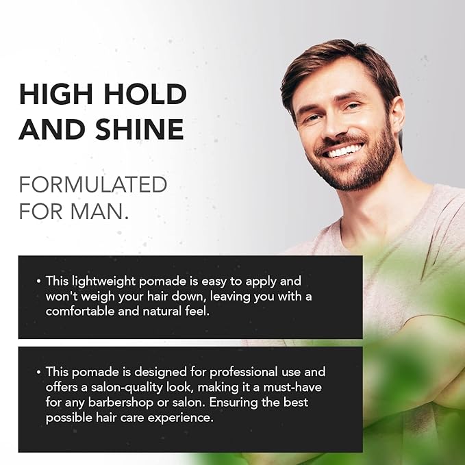 Gentlemen Republic 8oz Stiff Hair Pomade - Lightweight All-Day Hold with High Shine Finish, Alcohol-Free and Paraben-Free Formula, Suitable for Thick Hair