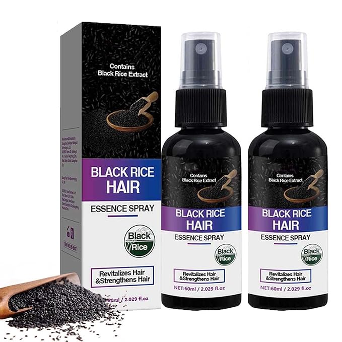 2-Pack Black Rice Water Spray, Organic Black Rice Water Hair Serum Spray – Repairs Damage, Dry Hair, Reduces Hair Loss & Boosts Thickness for Longer, Fuller Hair (2 x 100ml)