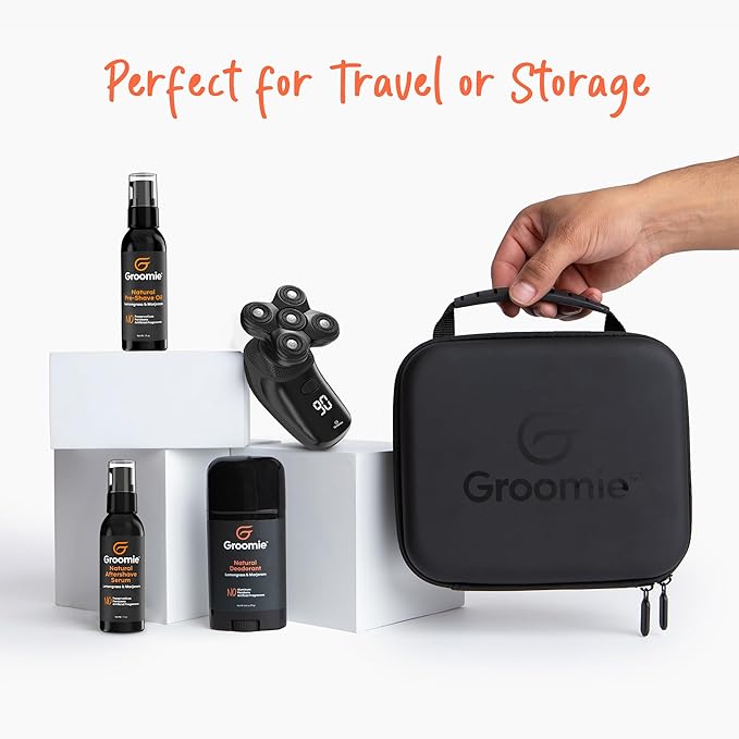 Groomie Travel Case for BaldiePro Electric Head Shaver for Men - Sleek Hard Case for Shaving Kit - Portable On-the-Go Accessory for Head Shaver & Grooming Accessories