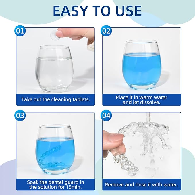 Retainer & Denture Cleaner Tablets (240 count) - Dental Aligner, Mouth & Night Guards, False Teeth Cleaning