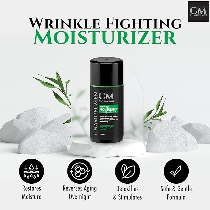 Daily Face Cream for Men with 2.5% Retinol Anti-Aging Moisturizer for Fine Lines, Dark Spots, and Wrinkles - Overnight Lotion (Pack of 2)